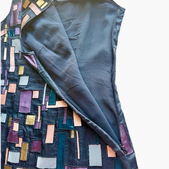 Catherine Malandrino Metallic Patchwork Sheath Dress Black Multi Sz 2 - Picture 6 of 9